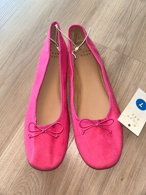 A New Day Jackie Women's Ballet Flats Shoes Pink Suede-like Bow Casual Feminine